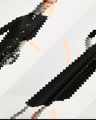 Answear.LAB rochie culoarea negru, maxi, evazati