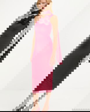 Answear.LAB rochie culoarea bordo, midi, drept