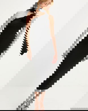 Answear.LAB rochie culoarea negru, midi, drept