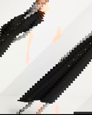 Answear.LAB rochie culoarea negru, maxi, evazati