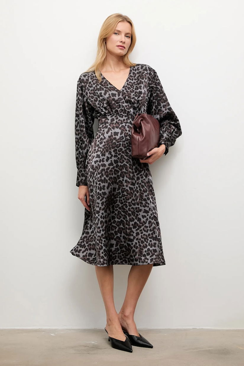 Answear.LAB rochie culoarea gri, midi, drept
