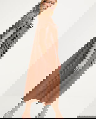 Answear.LAB rochie culoarea maro, maxi, drept