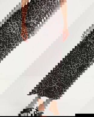 Answear.LAB fusta culoarea gri, maxi, drept