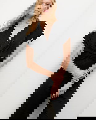 Answear.LAB salopeta culoarea negru, cu decolteu in v