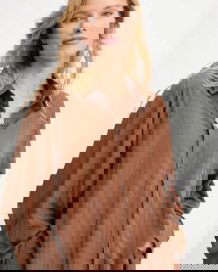 Answear.LAB camasa culoarea maro, cu guler clasic, relaxed