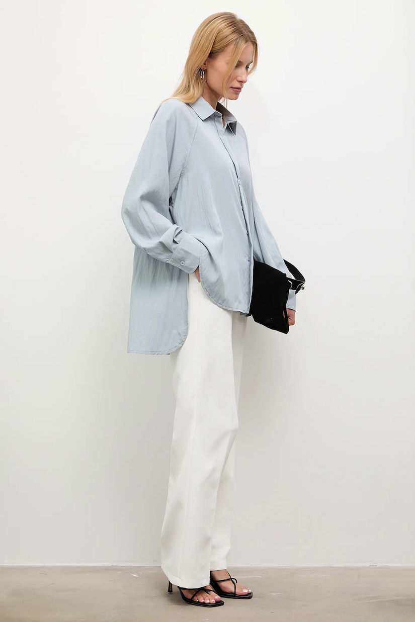 Answear.LAB camasa culoarea albastru marin, cu guler clasic, relaxed