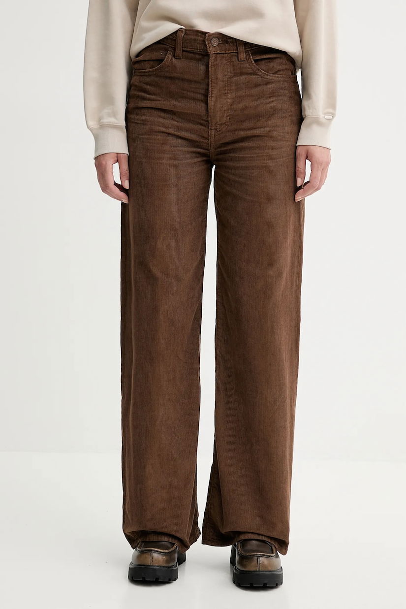 Levi's pantaloni de catifea cord RIBCAGE WL BRAIDED culoarea maro, lat, high waist, 001US