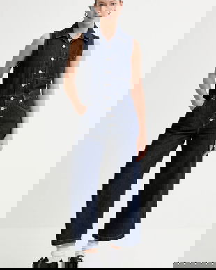 Levi's salopeta culoarea albastru marin, bumbac, cu guler, A4850