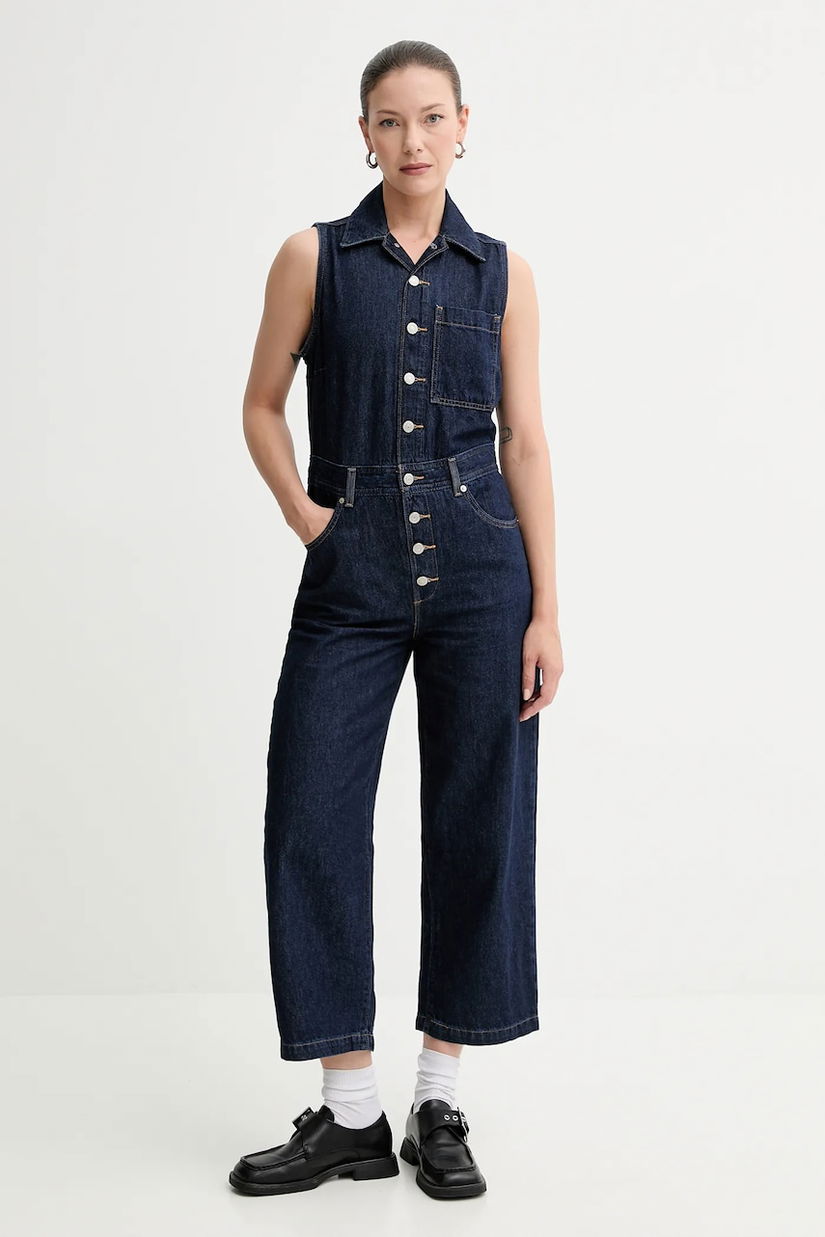 Levi's salopeta culoarea albastru marin, bumbac, cu guler, A4850