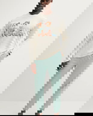 United Colors of Benetton pijamale de bumbac culoarea bej, cu imprimeu, 30964P02Y