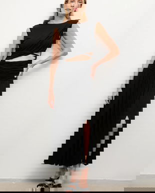 Answear.LAB rochie culoarea negru, maxi, evazati