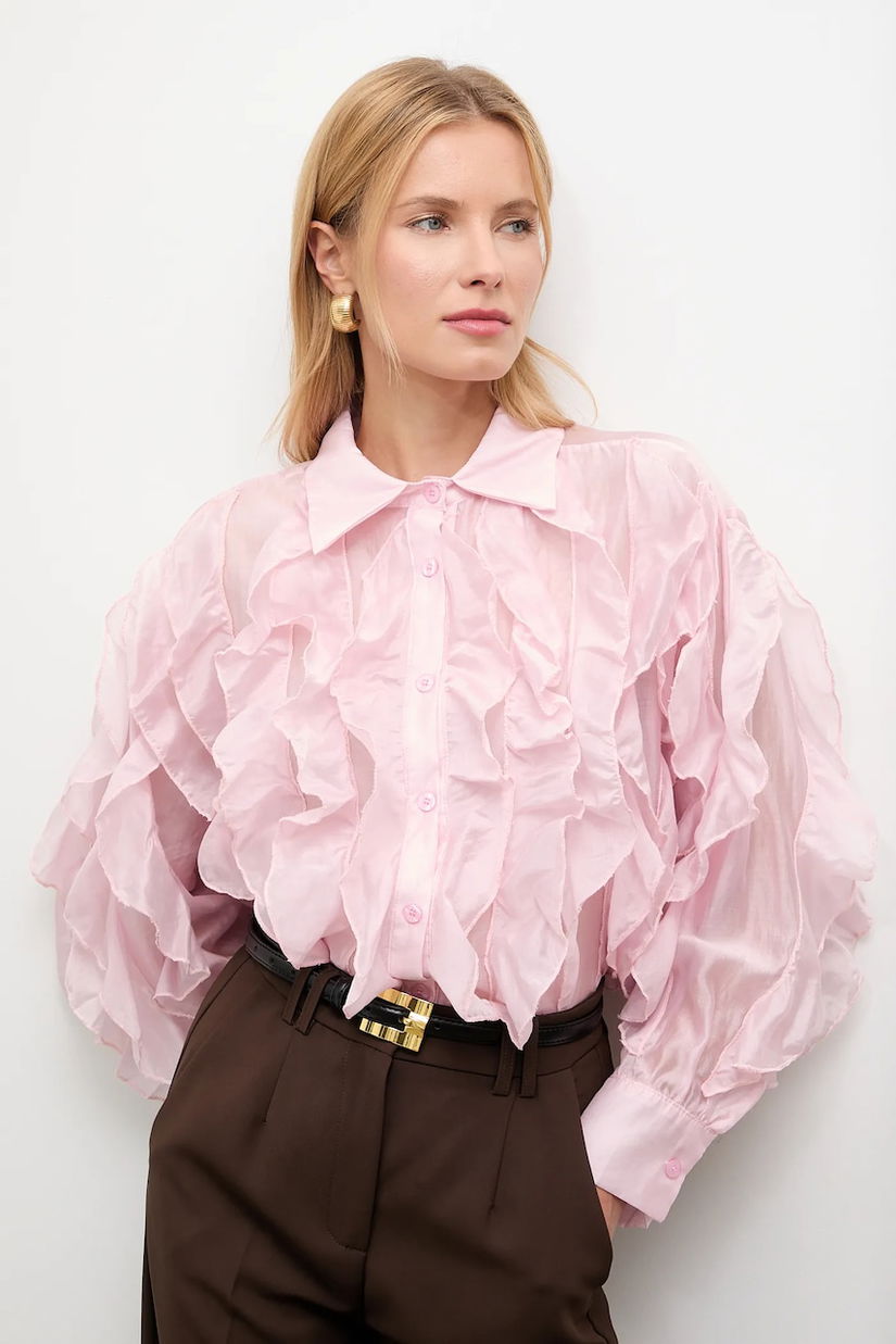 Answear Lab camasa culoarea roz, cu guler clasic, relaxed