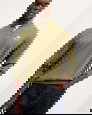 Lacoste hanorac de bumbac culoarea verde, cu imprimeu, SH2735