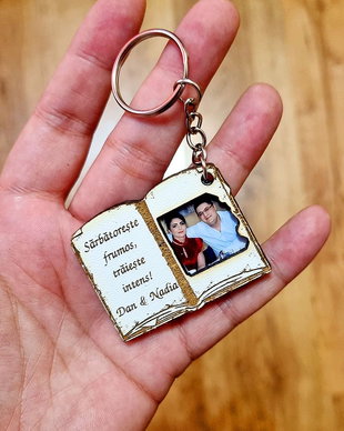 Breloc CARTE cu mesaj si poza