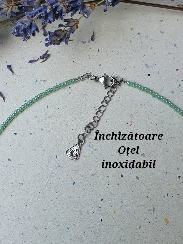 Choker minimalist cu mărgele turcoaz