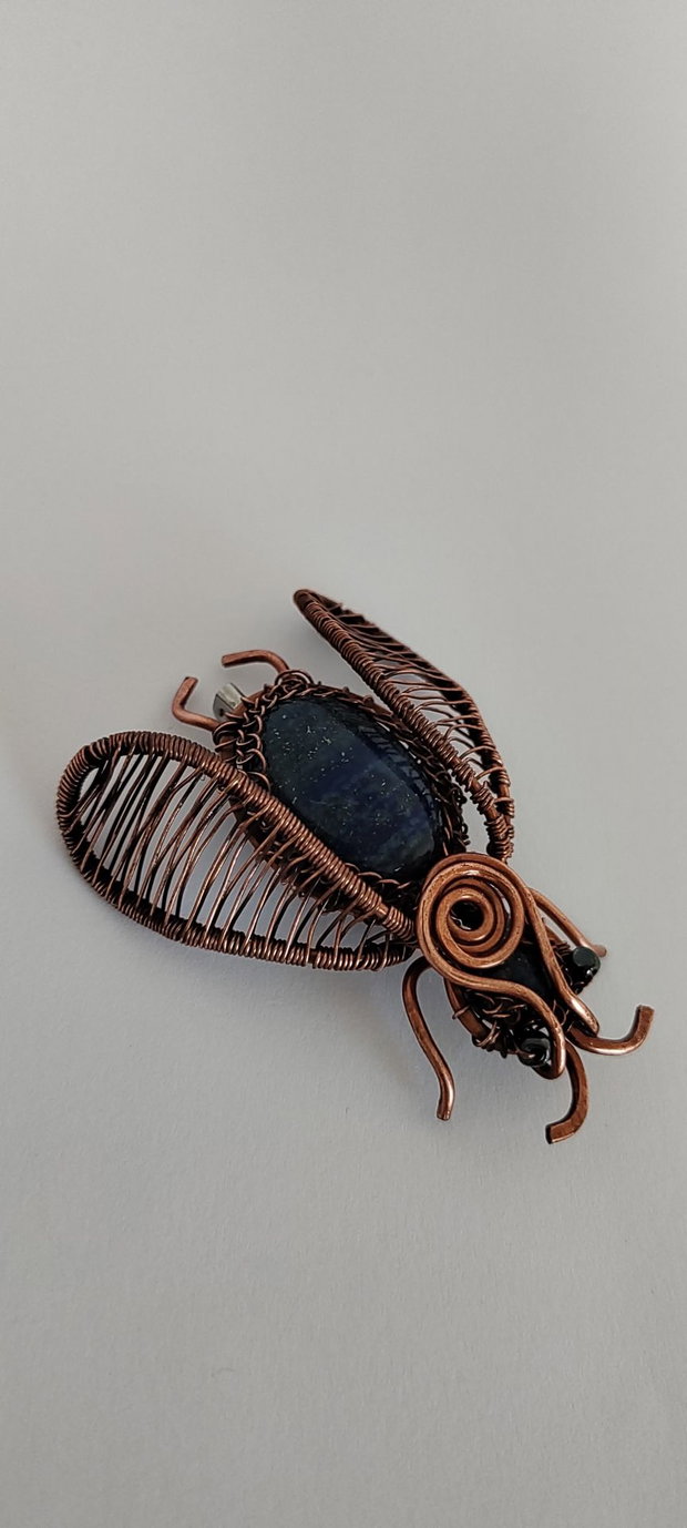Brosa unicat, brosa din cupru, brosa cu lapis lazuli