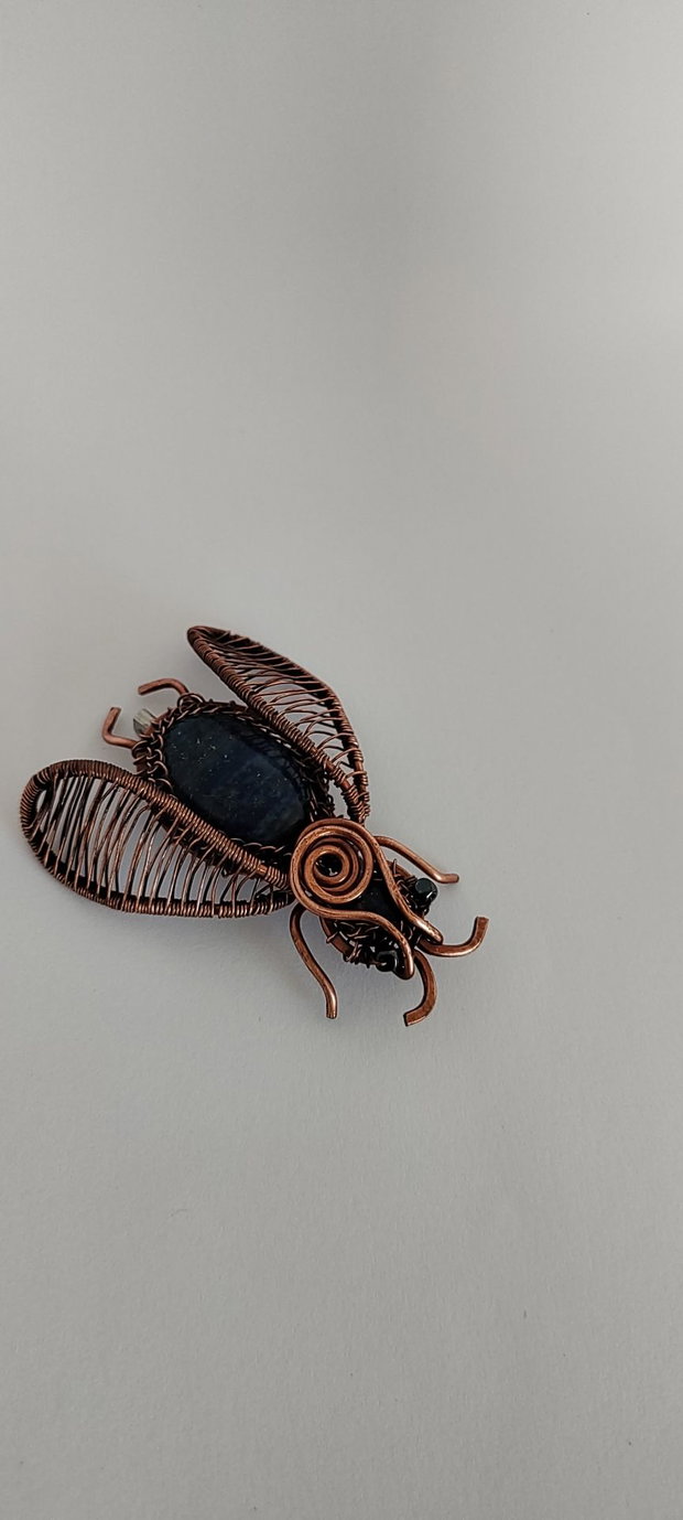 Brosa unicat, brosa din cupru, brosa cu lapis lazuli