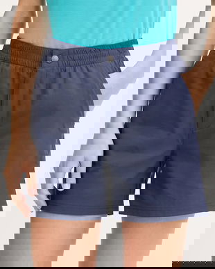 Columbia pantaloni scurți outdoor Cedar Crest culoarea albastru marin, uni, high waist, 2119823