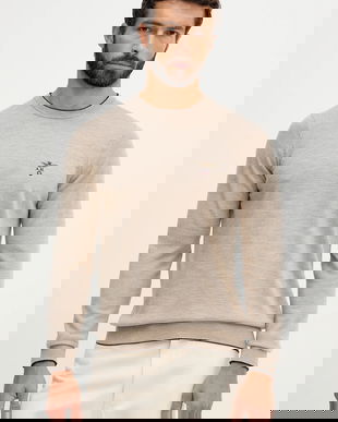 Aeronautica Militare pulover de lână culoarea bej, MA1567UL00415