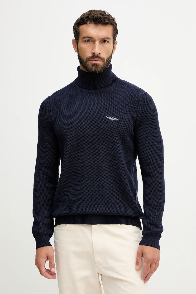 Aeronautica Militare pulover de lână culoarea bleumarin, light, cu guler, MA1583UL00903