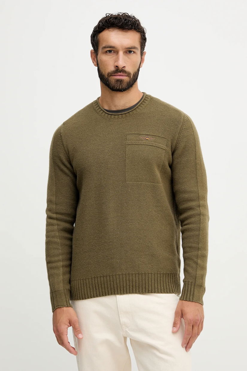 Aeronautica Militare pulover de lână culoarea verde, light, MA1586UL00904