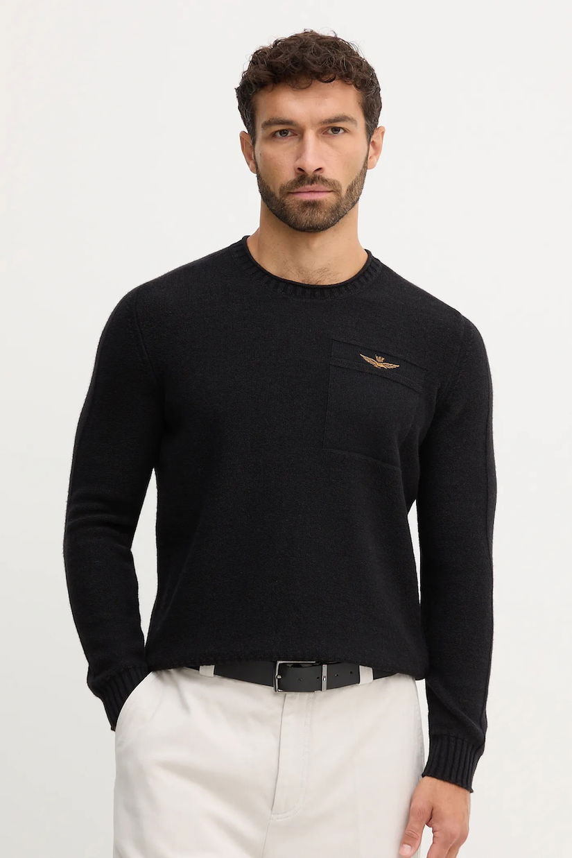 Aeronautica Militare pulover de lână culoarea negru, light, MA1586UL00904