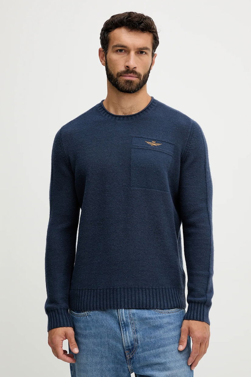 Aeronautica Militare pulover de lână culoarea bleumarin, light, MA1586UL00904