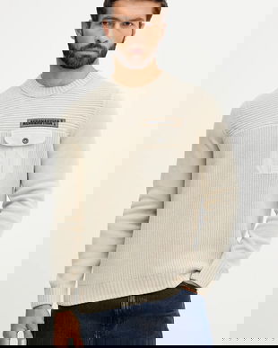 Aeronautica Militare pulover de bumbac culoarea bej, MA1573UL00539