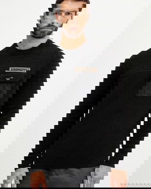 Aeronautica Militare pulover de bumbac culoarea negru, MA1573UL00539