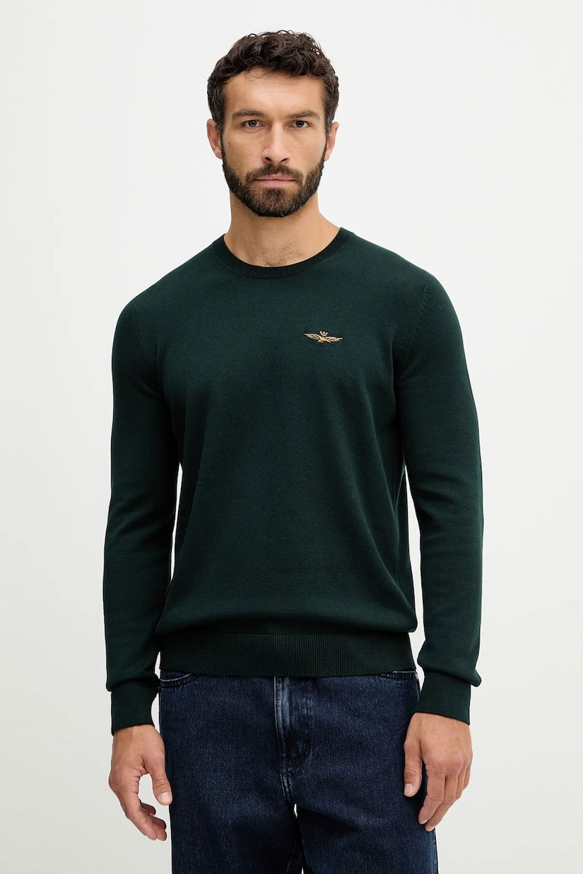 Aeronautica Militare pulover de bumbac culoarea verde, light, MA1611UL00506