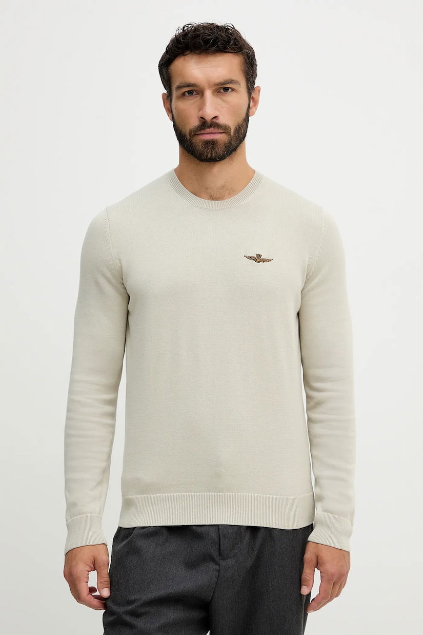 Aeronautica Militare pulover de bumbac culoarea bej, light, MA1611UL00506