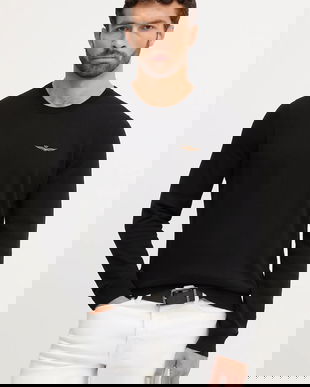 Aeronautica Militare pulover de bumbac culoarea negru, light, MA1611UL00506