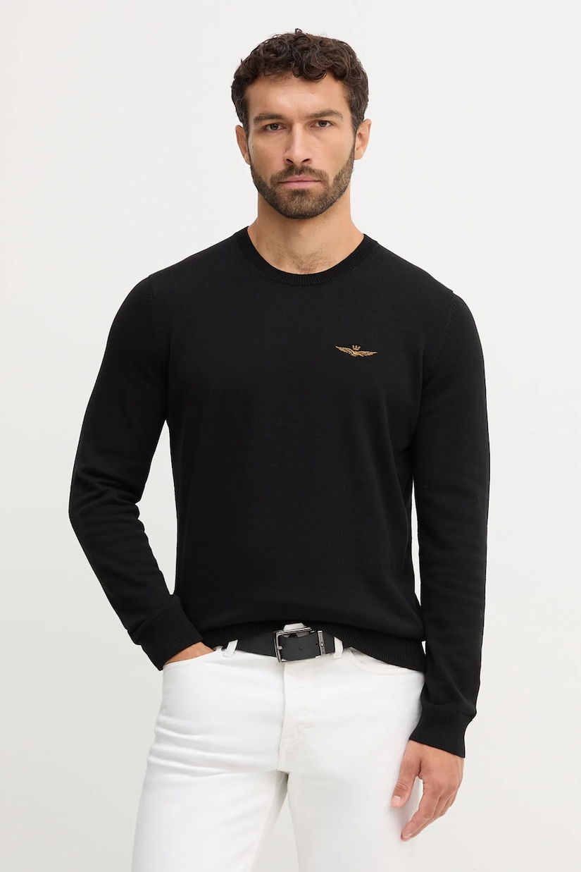 Aeronautica Militare pulover de bumbac culoarea negru, light, MA1611UL00506