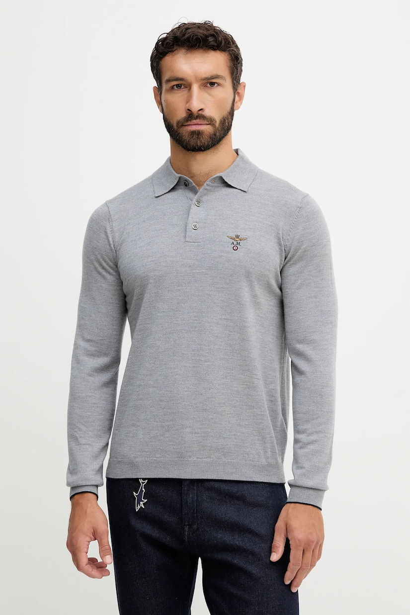 Aeronautica Militare pulover de lână culoarea gri, light, MA1607UL00415