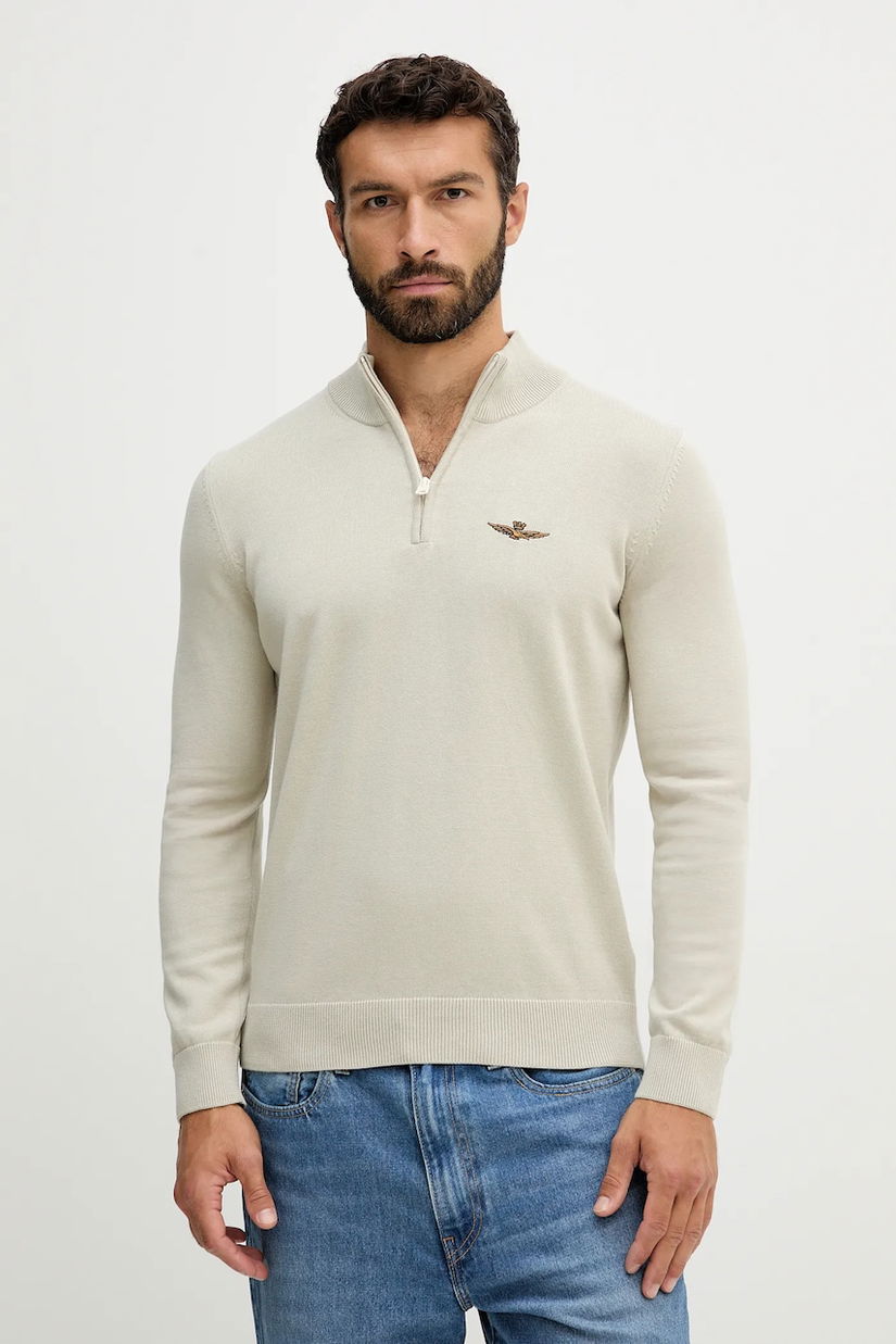 Aeronautica Militare pulover de bumbac culoarea bej, light, MA1578UL00506