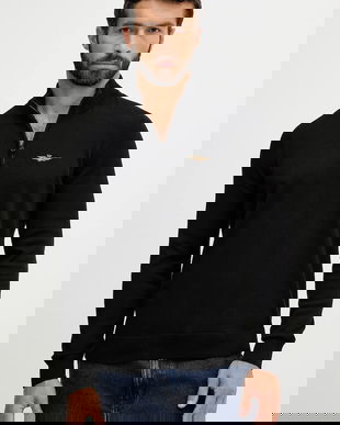 Aeronautica Militare pulover de bumbac culoarea negru, light, MA1578UL00506