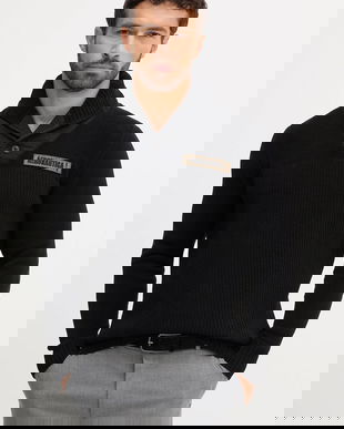 Aeronautica Militare pulover de bumbac culoarea negru, MA1574UL00539