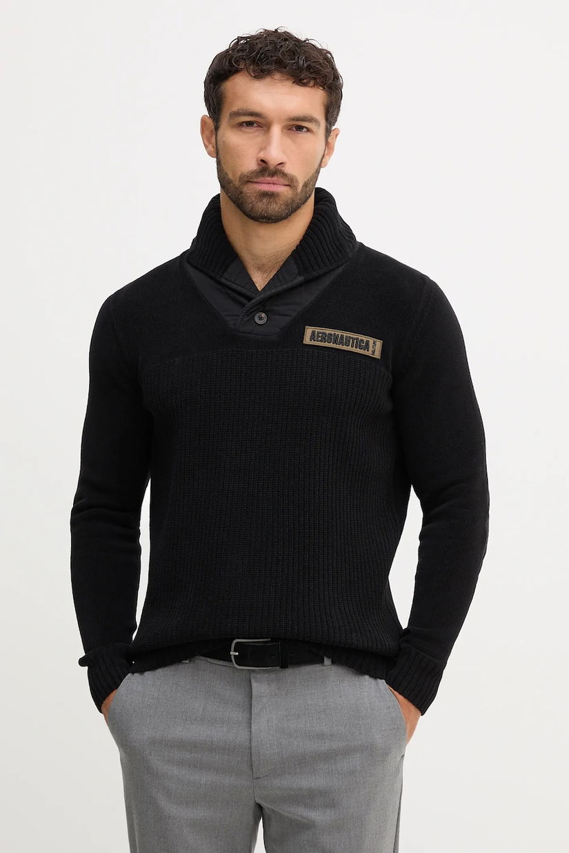 Aeronautica Militare pulover de bumbac culoarea negru, MA1574UL00539
