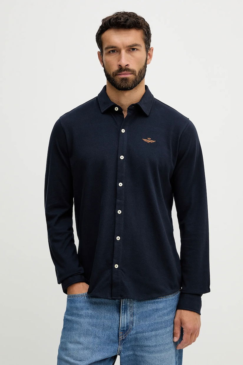 Aeronautica Militare cămașă culoarea bleumarin, cu guler clasic, regular, CA1265UP00342
