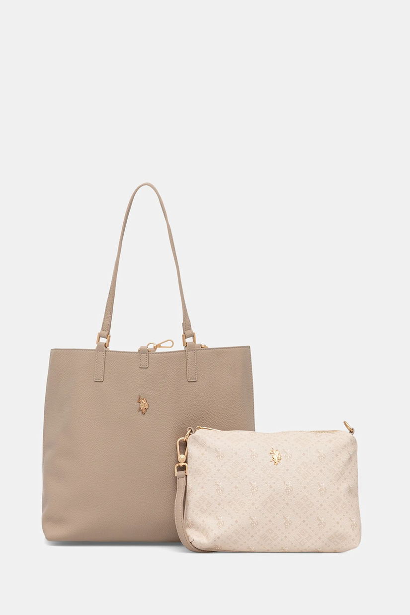 U.S. Polo Assn. poșetă cu două fețe Malibu culoarea bej, BEUM08706WVP