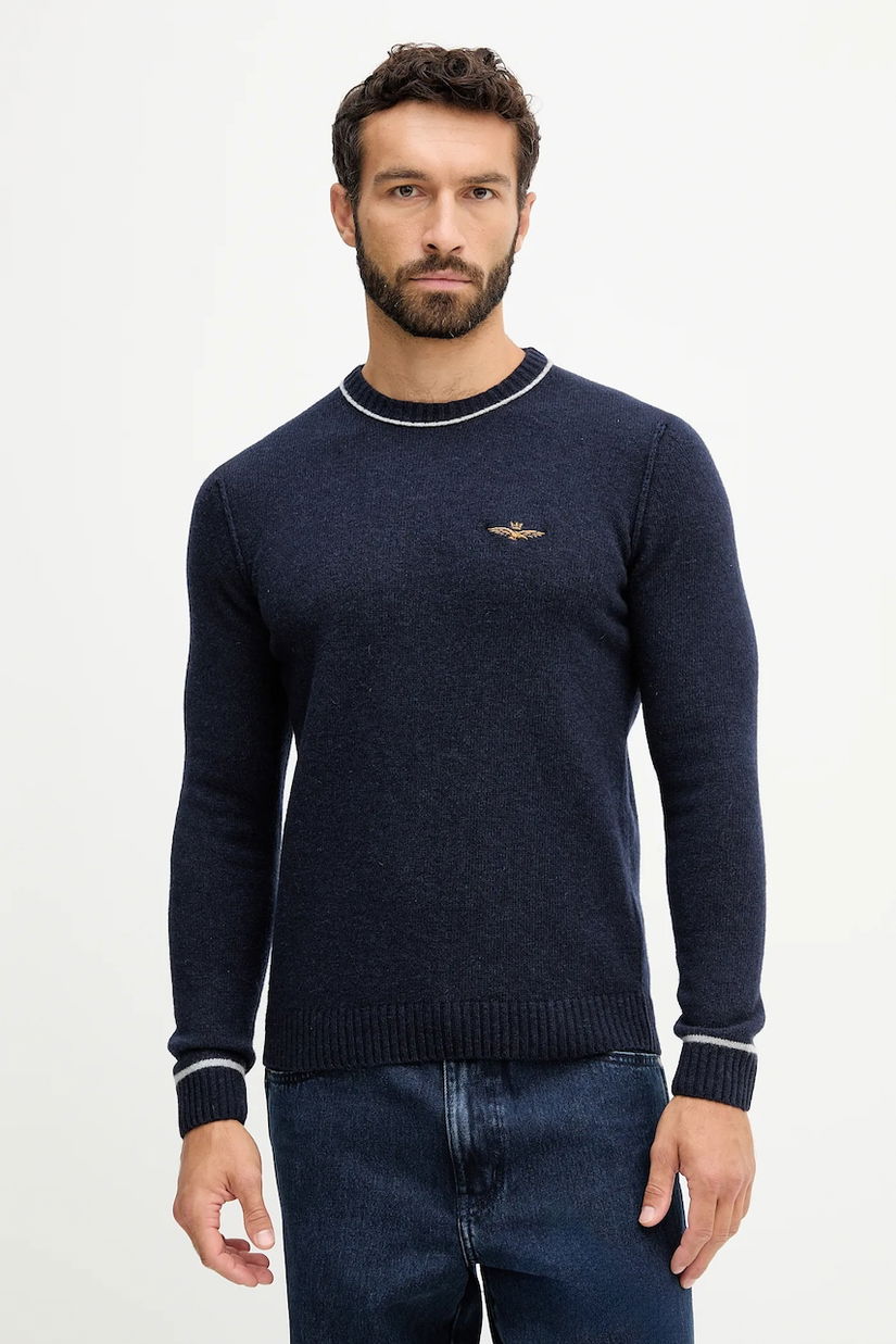 Aeronautica Militare pulover de lână culoarea bleumarin, MA1608UL00924