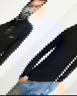 Aeronautica Militare pulover de bumbac culoarea bleumarin, light, cu turtleneck, MA1572UL00409