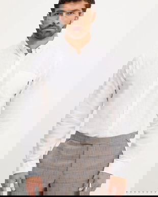 Lindbergh cămașă de in culoarea verde, cu guler button-down, regular, 30.220276