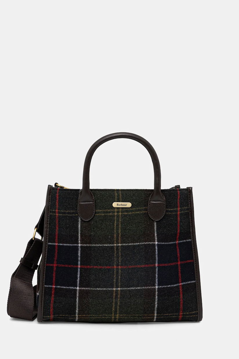 Barbour geantă de mână cu amestec de lână culoarea verde, LBA0423