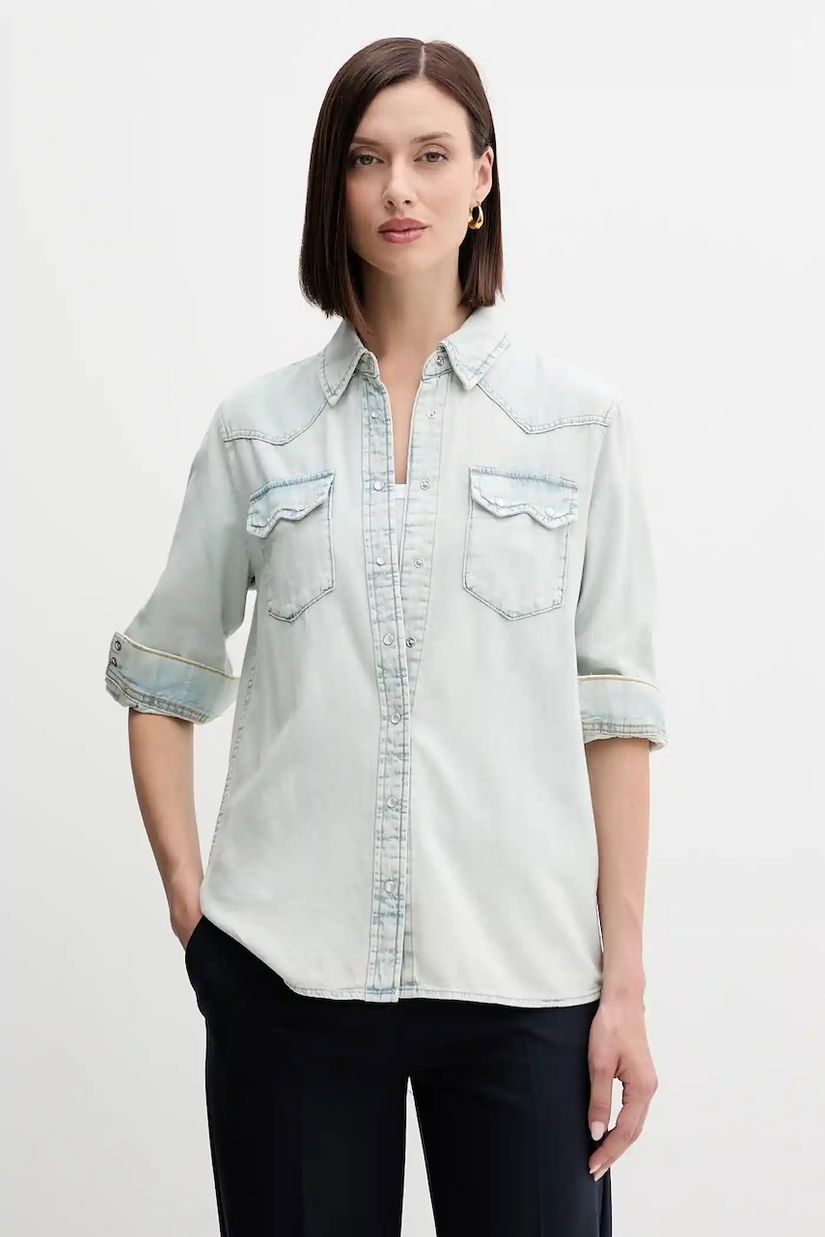 United Colors of Benetton camasa jeans cu guler clasic, regular