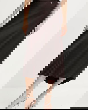 Silvian Heach fustă FAREMI culoarea maro, midi, evazați, GPA25324LO