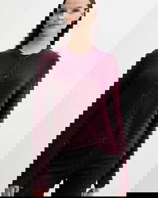 OUI cardigan de lână culoarea bordo, 94462