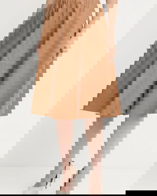 Forte Forte fustă de piele culoarea maro, midi, evazați, 14015.my.skirt