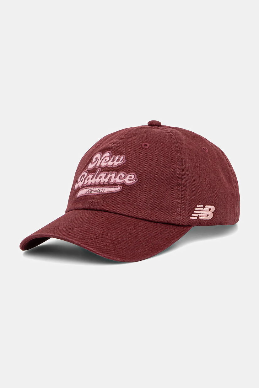 New Balance șapcă de baseball din bumbac culoarea bordo, LAH53000MHB