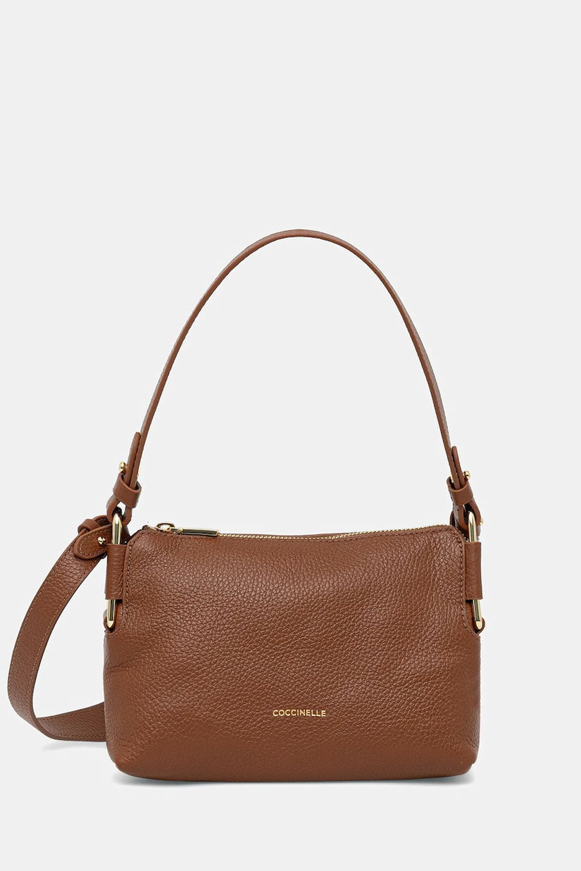 Coccinelle poșetă de piele REBEKKA culoarea maro, E5.T95.52.01.01